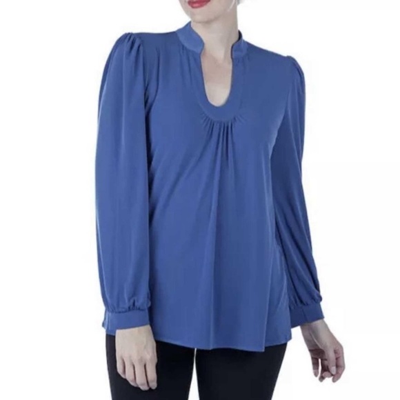 Guillaume Tops - NEW Guillaume Blue Matte Jersey Stretch Top Size Small (bin 2J)